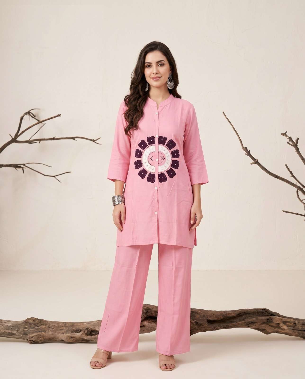 K 1252 MUL CHANDERI WITH COTTON INNER CORD SET TOP BOTTOM SAME COLOR
